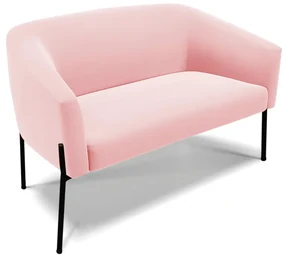 Sofá Namoradeira 2 Lugares Pé de Ferro Preto Stella Suede Rosa Bebê D03 - D'Rossi