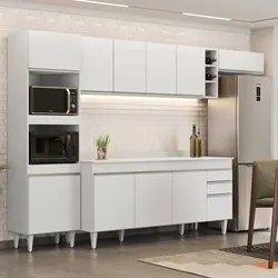 Armário de Cozinha Modulada 5 Peças CP17 Balcão com Tampo Branco - Lum