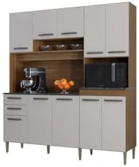 Armário de Cozinha Compacta 180cm Regina P11 Castanho/Off White - Mpoz