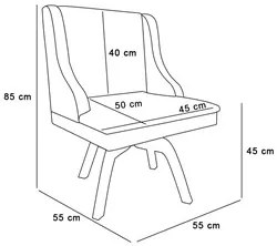 Kit 10 Cadeiras Estofadas Base Giratória de Madeira Lia Veludo Cinza -