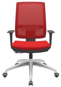 Cadeira Office Brizza Tela Vermelha Assento Aero Vermelho RelaxPlax Base Aluminio 120cm - 63825 Sun House