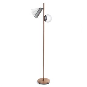 Luminária De Chão Ela 24X31X146Cm Tubo Metal Alumínio E Vidro 1Xmr11 /... (BRANCO / DOURADO BRILHO)