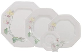 Aparelho De Jantar E Café 60Ml 20 Peças Porcelana Schmidt - Dec. Encanto E373