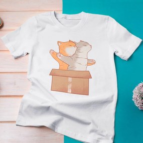 Camiseta Baby Look Gato Gatinhos Na Caixa Titanic - Cinza Claro - GG