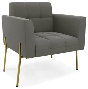 Poltrona PĂ© de Ferro Dourado para Sala Elisa Suede D03 - D'Rossi - Grafite
