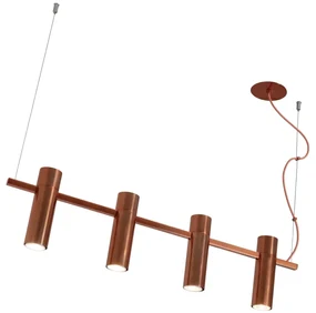 Pendente Tubetto 5,7X20X85Cm Focos Equidistantes 4Xmr16 - Usina 16960/... (MR-T - Marrom Texturizado)
