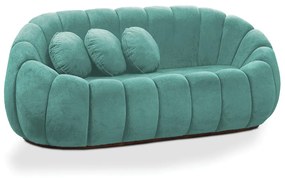 Sofá 2 Lugares Orgânico para Sala Cloud Bouclê Azul Turquesa E03 - D'Rossi