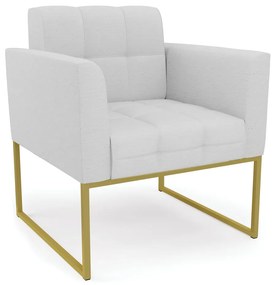 Poltrona Elisa Linho Base Metálica Industrial Dourado - D'Rossi - A05 Cinza