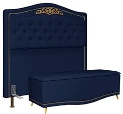 Cabeceira Cama Box Casal King 195cm Com Calçadeira Baú Imperial Veludo