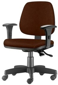 Cadeira Job com Bracos Semi Curvados Assento Courino Marrom Base Nylon Arcada - 54631 Sun House