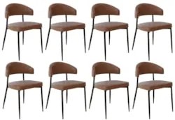 Cadeira de Jantar Estofada Kit 8 Chloe M25 Sintético Marrom - Mpozenat