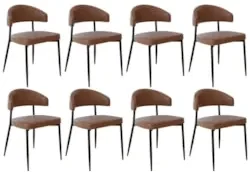Cadeira de Jantar Estofada Kit 8 Chloe M25 Sintético Marrom - Mpozenat