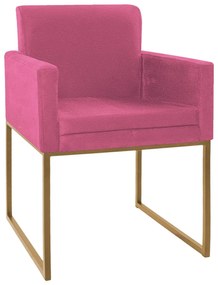 Poltrona Decorativa Bellinha Base de Ferro Dourado Corano Pink - ADJ Decor