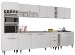Armário de Cozinha CP07 Com Pia 180cm Pérola Z34 Branco     - Mpozenat