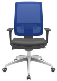 Cadeira Office Brizza Tela Azul Assento Vinil Preto Autocompensador Base Aluminio 120cm - 63772 Sun House