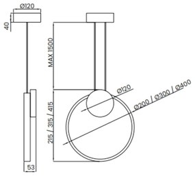 Pendente Signo Ø40X4,1Cm Aro Vertical Led 18W 3000K Bivolt Alumínio Pr...