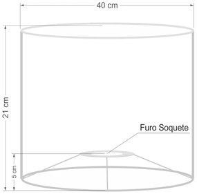 Cúpula abajur e luminária cilíndrica vivare cp-7017 Ø40x21cm - bocal nacional