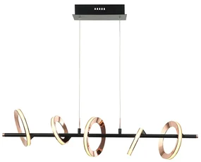 Pendente Ginga 19X85X24,5Cm Rose Gold E Preto Led 26,9W 3000K Bivolt -...