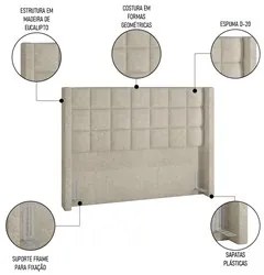 Cabeceira Cama Box Casal 140cm Pisa P02 Bouclé Cru - Mpozenato