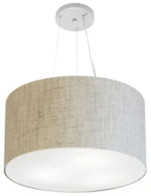 Lustre Pendente Cilíndrico Md-4187 Cúpula em Tecido 45x30cm Rustico Bege - Bivolt