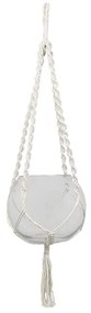 Cachepot Pendente Decorativo Vidro Corda Branco