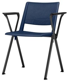 Cadeira Up com Bracos Assento Azul Base Fixa Preta - 54309 Sun House