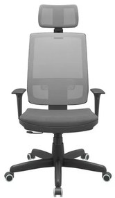 Cadeira Office Brizza Tela Cinza Com Encosto Assento Poliester Cinza RelaxPlax Base Standard 126cm - 63670 Sun House