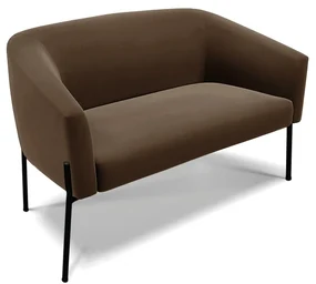 Sofá Namoradeira 2 Lugares Pé de Ferro Preto Stella Suede Marrom D03 - D'Rossi