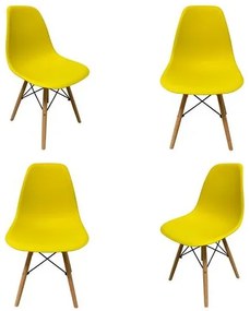 Kit 04 Cadeiras Eames Eiffel PP Amarela Base Madeira - 73126 Sun House