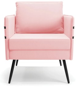 Kit 01 Namoradeira 02 Lugares e 02 Poltronas Mari Suede Rosa Bebê Pés Palito de Ferro - D'Rossi