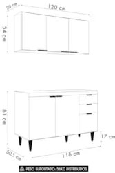 Armário de Cozinha CP01 Para Pia 120cm Pérola Z34 Freijó/Grafite - Mpo