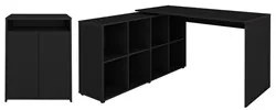 Mesa Escrivaninha em L Eron e Balcão 60cm 2 Portas Look A06 Preto - Mp