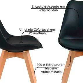 Kit 3 Cadeiras Decorativas Sala e Escritório SelfCare (PP) Preta G56 - Gran Belo