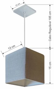 Lustre Pendente Quadrado Md-4223 Cúpula em Tecido 15/13x13cm Rustico Cinza - Bivolt