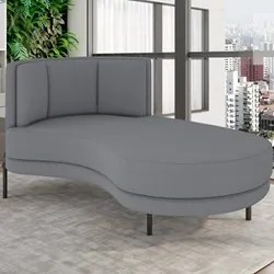 Chaise Longue Divã 164cm Braço Esquerdo Logus D06 Bouclê Cinza - Mpoze