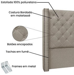 Cabeceira Cama Box Solteiro 90 cm Vicenza Linho Areia S04 - D'Rossi