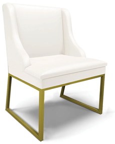 Cadeira Sala de Jantar Industrial Dourado Liz Sintético D03 - D'Rossi - Branco