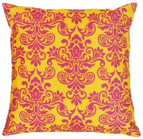 Capa de Almofada Suede Jacquard Pink com Amarelo 44x44