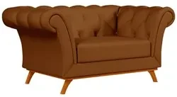 Sofá 150cm 2 Lugares Base Madeira Império C-262 Veludo Telha - Domi