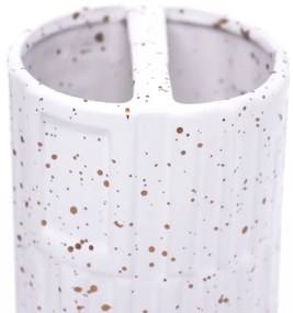 Kit Banheiro 01 Porta Sabonete Liquido e 01 Porta Escova em Cerâmica Branco - D'Rossi