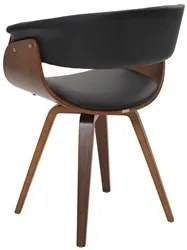 Cadeira de Jantar Moderna Base Madeira Fixa Betani R02 Sintético Preto