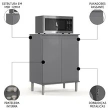 Balcão de Cozinha com Tampo 2 Portas 61cm Italy Cinza - EJ Móveis