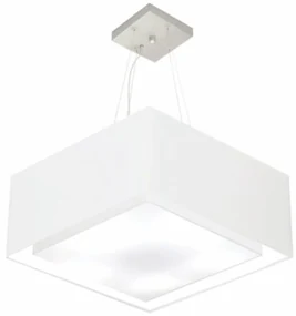 Lustre Pendente Duplo Quadrado Md-4127 Cúpula em Tecido 25/50x50cm Branco - Bivolt