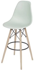 Banqueta Eames Polipropileno Verde Claro Base Madeira - 49378 Sun House