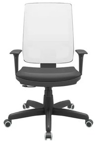 Cadeira Office Brizza Tela Branca Assento Vinil Preto RelaxPlax Base Standard 120cm - 63885 Sun House