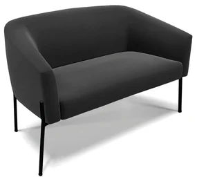 Sofá Namoradeira 2 Lugares Pé de Ferro Preto Stella Suede Preto D03 - D'Rossi