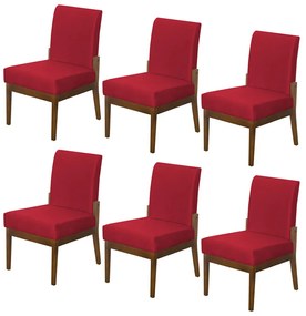 Kit 06 Cadeiras de Jantar Helena Suede Vermelho