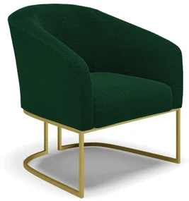Poltrona Decorativa Industrial Dourado Stella Bouclê Verde D03 - D'Rossi