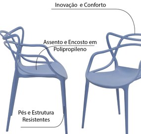 Kit 6 Cadeiras Decorativas Sala e Cozinha Feliti (PP) Azul Caribe G56 - Gran Belo