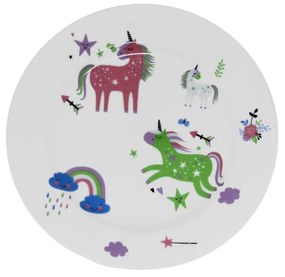 Prato Sobremesa 19Cm Porcelana Schmidt - Dec. Unicornio Infantil